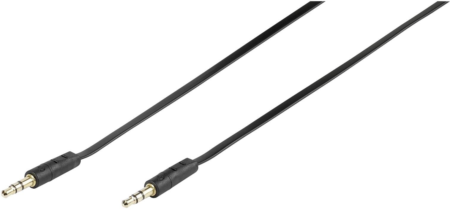 Vivanco 46130 Klinke Audio Anschlusskabel [1x Klinkenstecker 3.5 mm - 1x Klinkenstecker 3.5 mm] 0.30 m Schwarz flach