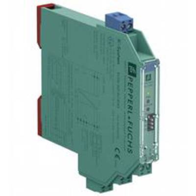 Ein grünes Elektronikmodul mit dem Logo 'Pepperl+Fuchs' auf der Vorderseite, geeignet für industrielle Anwendungen.