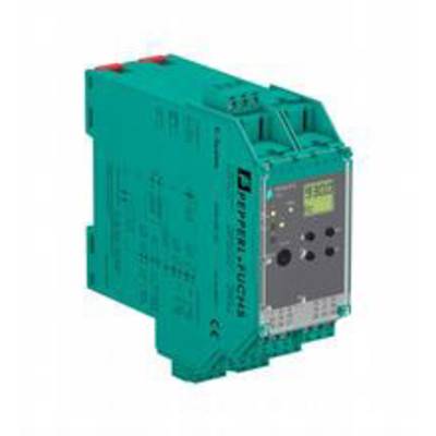 Ein grüner Elektronischer Signalkonverter mit verschiedenen Anschlüssen und einer grauen Bedieneinheit vorne. Markenname sichtbar.