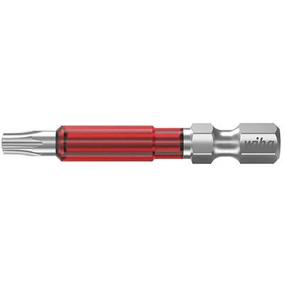 Ein roter Schraubenkopf-Bit mit silberner Spitze und Griff. Der Griff trägt den Schriftzug 'Wiha'.