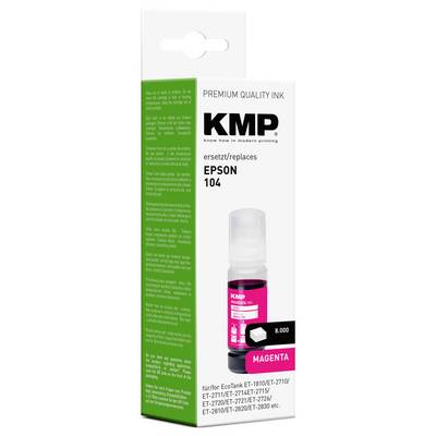 'Premium Quality Ink KMP' Magenta Tintenflasche für Epson 104, mit einer Kapazität von 8.000 Seiten. Für Modelle ET-1810, ET-2710, ET-2820 und andere.