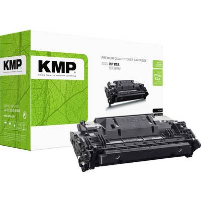 KMP Premium-Qualitäts-Tonerkartusche für HP 87A, gezeigt mit der schwarzen Druckerkartusche vorne