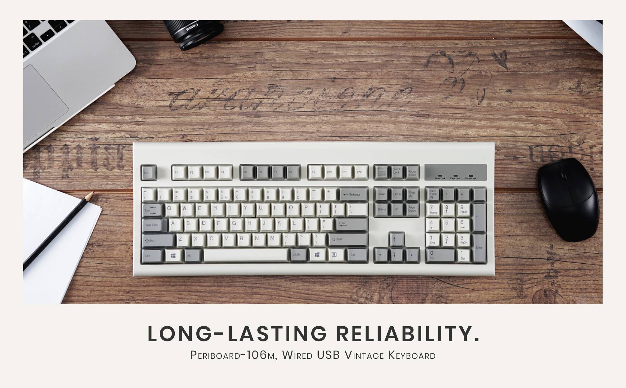 Perixx PERIBOARD-106 DE M USB Tastatur Deutsch, QWERTZ Beige-2