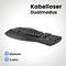 Schwarze kabellose Tastatur mit Dualmodus, unterstützt Bluetooth und 2.4GHz.