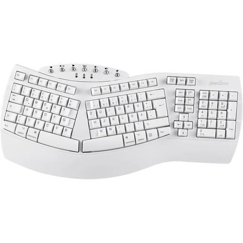 Thumbnail - Perixx PERIBOARD-612WDE Bluetooth® Tastatur Deutsch, QWERTZ Weiß Ergonomisch, Handballenauflage, Multimediatasten