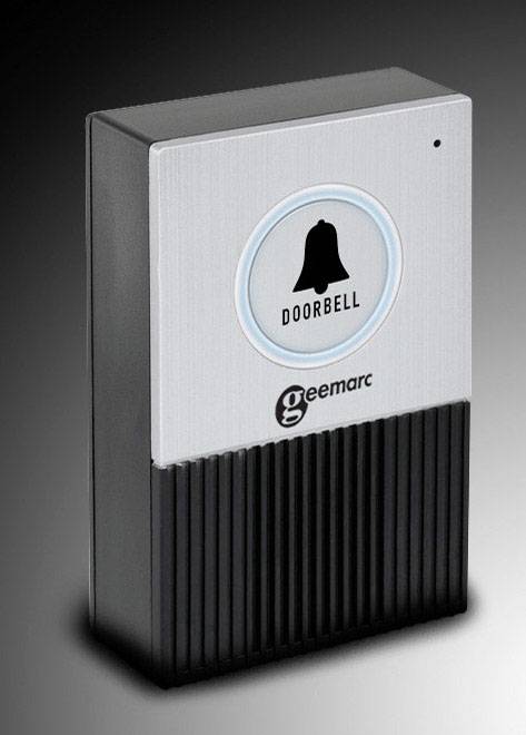 'Türklingel von Geemarc mit einer Glockenzeichnung und der Beschriftung Doorbell.'