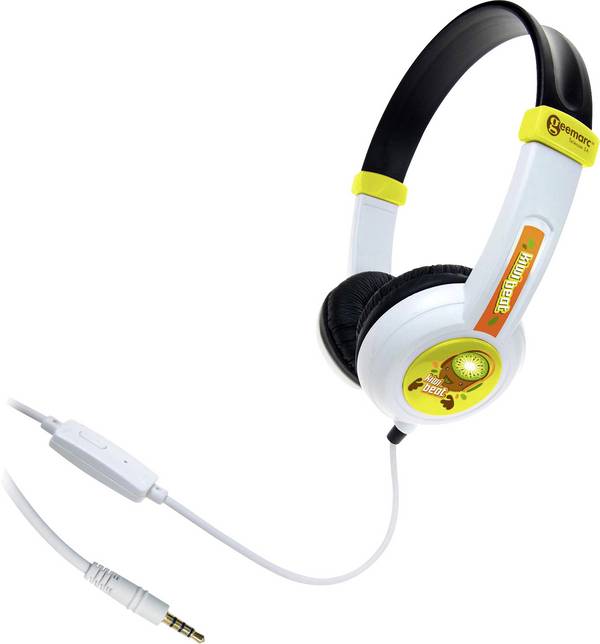 Geemarc KIWIBEAT-MIC Over Ear Kopfhörer kabelgebunden 5-farbig, Grün, Orange, Schwarz, Weiß Leichtbügel, Lautstärkeregelung, Headset Kinder