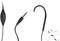 Ein Ohrbügel-Headset mit 3,5-mm-Klinkenstecker und Inline-Steuerung. Separate Bilder zeigen das Headset aus verschiedenen Blickwinkeln.