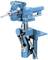 Ein blauer Schraubstock mit hydraulischer Hebevorrichtung, montiert auf einem Arbeitstisch. Ideal zum sicheren Festhalten von Werkstücken.