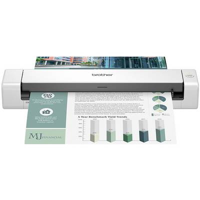 Ein Scanner scannt ein Dokument mit Diagramm über '5 Year Benchmark Yield Trends' und Text zu professioneller Finanzierung bei MJ Financial.