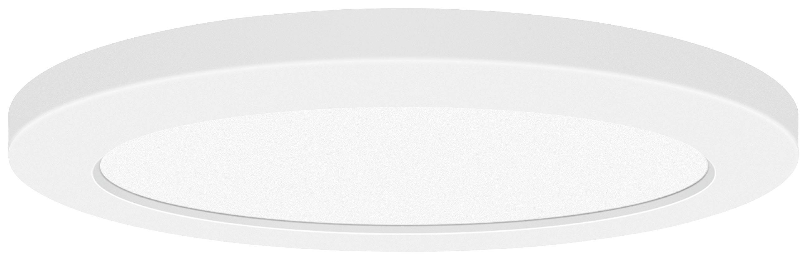 Eine runde, weiße LED-Deckenleuchte mit flachem Design, geeignet für moderne Innenräume.