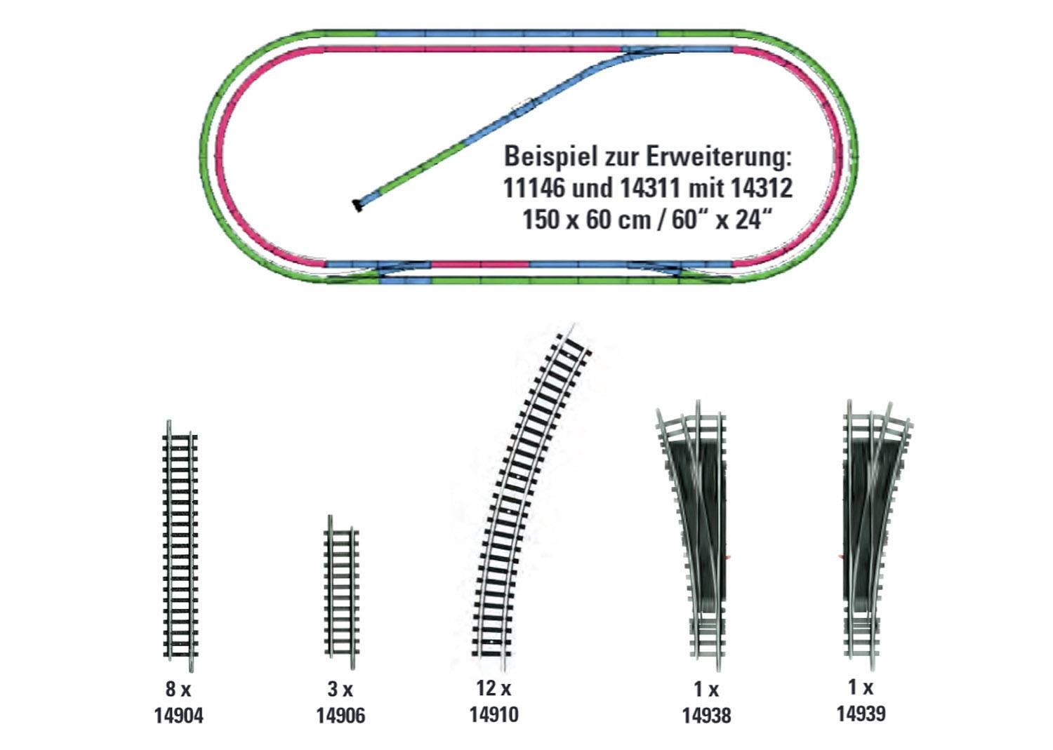 14312 N Minitrix Gleis Ergänzungs-Set 1 Set