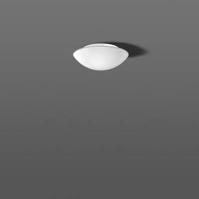 Weiße Deckenleuchte auf grauem Hintergrund, schlichtes Design.