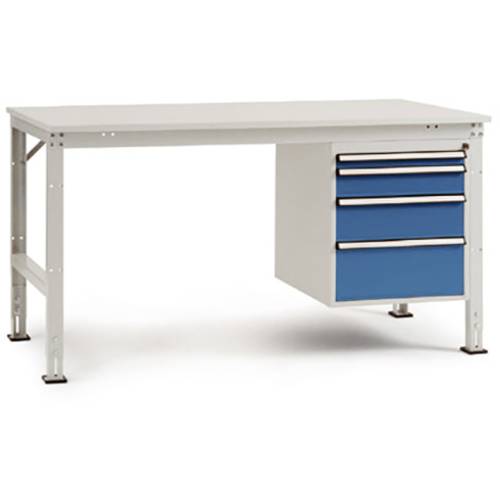 Thumbnail - Manuflex AU5641.0002 Komplett-Arbeitstisch Grund UNIVERSAL Standard mit Melamin-Platte, BxTxH = 1500 x 800 x 760-870 mm ...