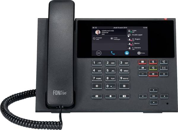 Auerswald COMfortel D-400 Schnurgebundenes Telefon, VoIP Anrufbeantworter, Freisprechen, PoE, Headsetanschluss Touch-Farbdisplay Schwarz