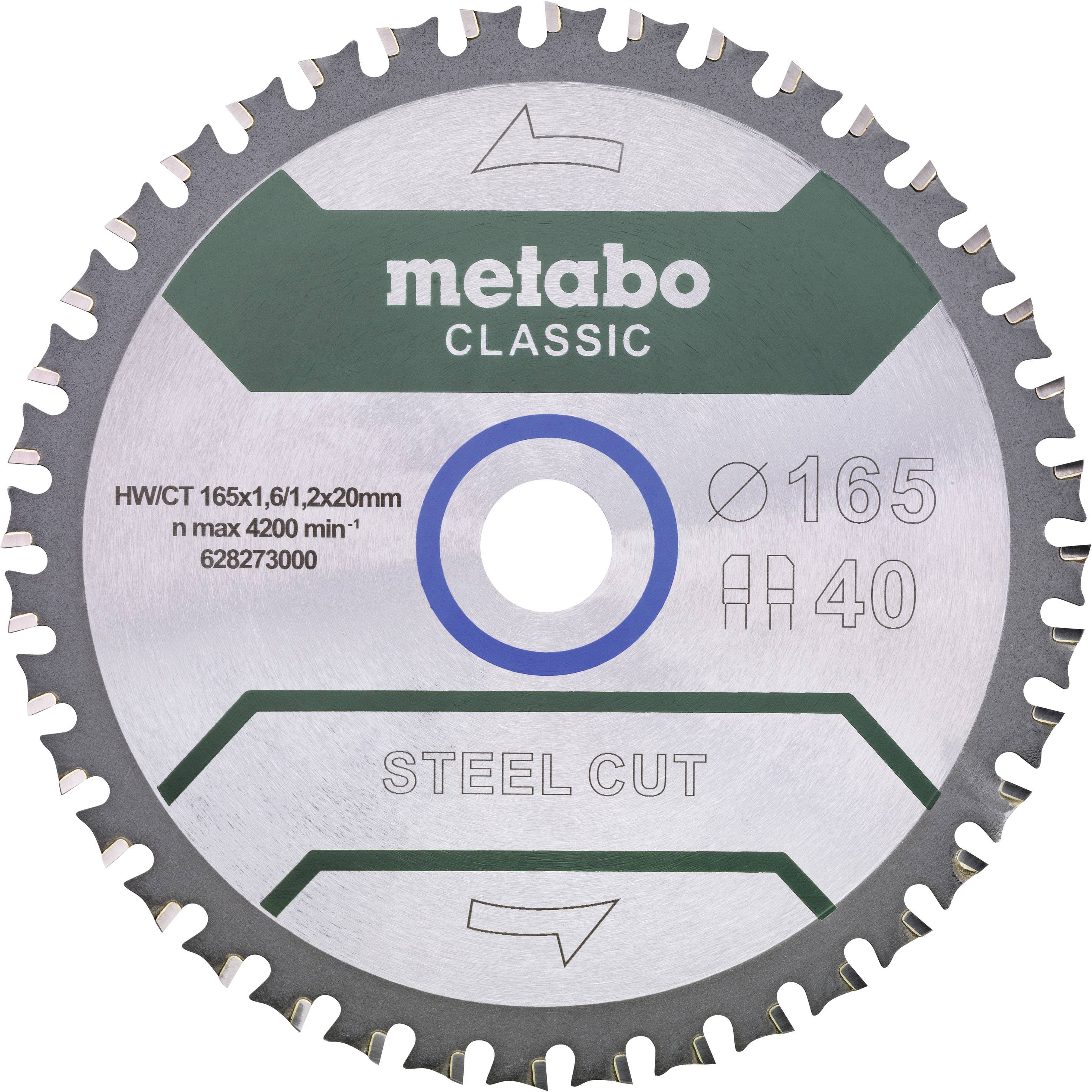 METABO Kreissägeblatt Steel Cut Classic Metabo 628273000 Durchmesser:165 mm Zähneanzahl:40 Dicke:1.6