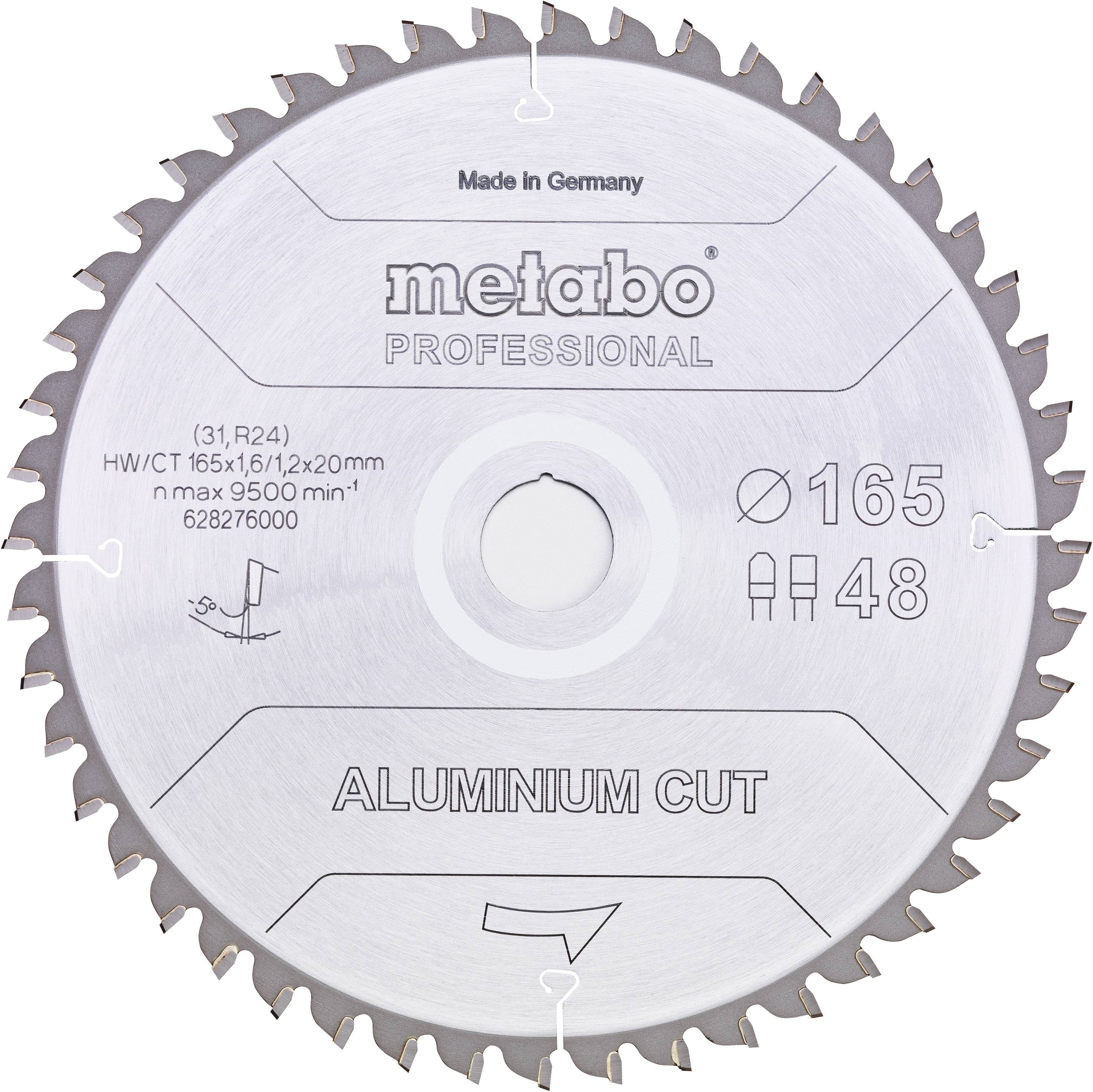 Metabo Aluminium Cut Professional 628276000 Lama circolare 165 x 20 x 1.2 mm Numero di denti: 48 1 pz.