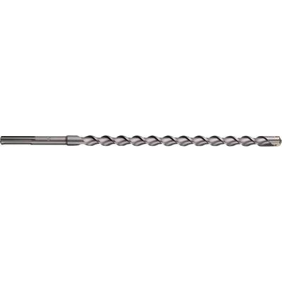 Ein Metallbohrer mit glänzender, spiralförmig gerillter Spitze und glattema Schaft, horizontal auf weißem Hintergrund dargestellt.