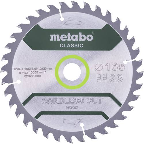 Metabo CORDLESS CUT WOOD CLASSIC 628650000 Kreissägeblatt 165 x 20 x 1 mm Zähneanzahl: 18 1 St.
