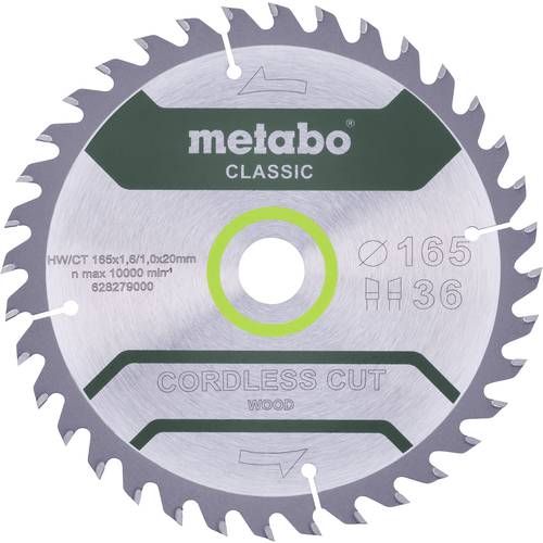 Metabo CORDLESS CUT WOOD CLASSIC 628660000 Kreissägeblatt 165 x 20 x 1 mm Zähneanzahl: 36 1 St.