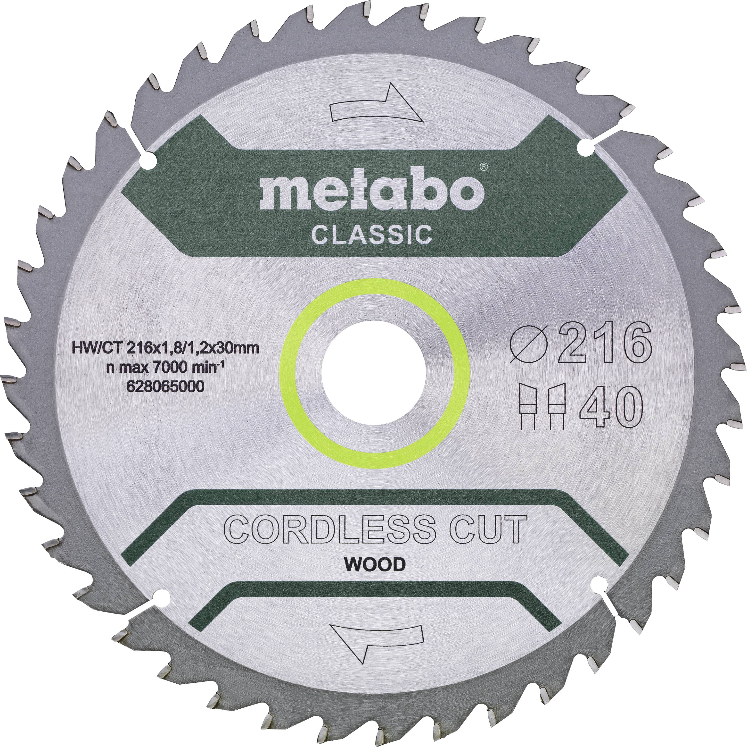 Metabo CORDLESS CUT WOOD CLASSIC 628665000 Kreissägeblatt 216 x 30 x 1.2 mm Zähneanzahl: 28 1 St.