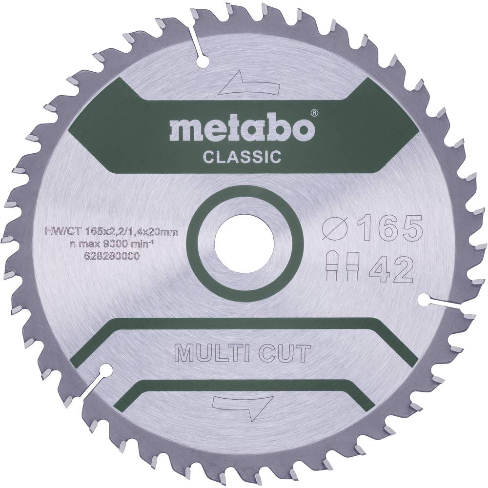 Metabo MULTI CUT CLASSIC 628280000 Cirkelzaagblad 165 x 20 x 1.4 mm Aantal tanden: 42 1 stuk(s)