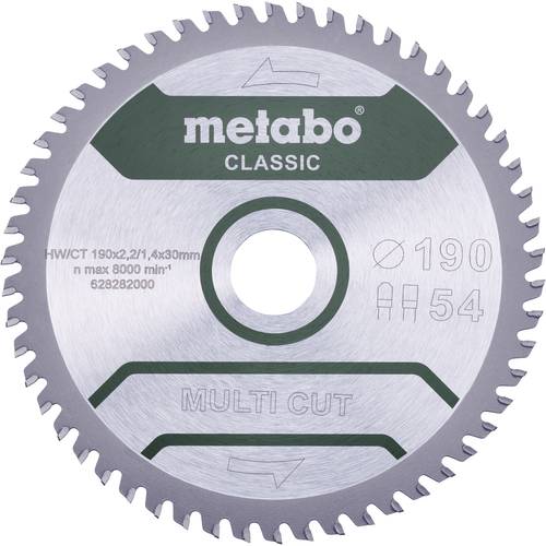 Metabo MULTI CUT CLASSIC 628663000 Kreissägeblatt 190 x 30 x 1.4 mm Zähneanzahl: 54 1 St.