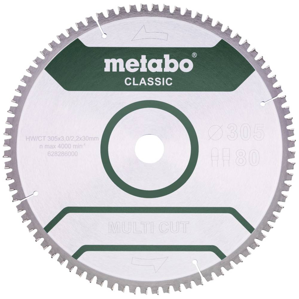 Metabo MULTI CUT CLASSIC 628286000 Cirkelzaagblad 305 x 30 x 2.2 mm Aantal tanden: 80 1 stuk(s)