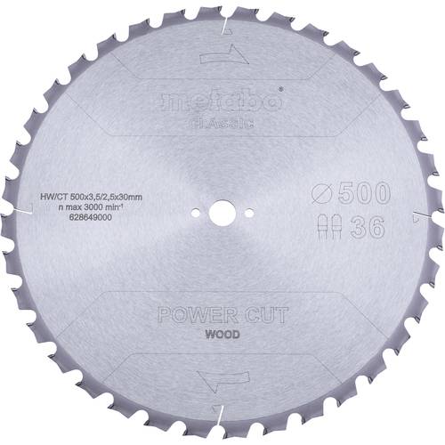 Thumbnail - Metabo POWER CUT WOOD CLASSIC 628649000 Kreissägeblatt 500 x 30 x 2.8 mm Zähneanzahl: 36 1 St.
