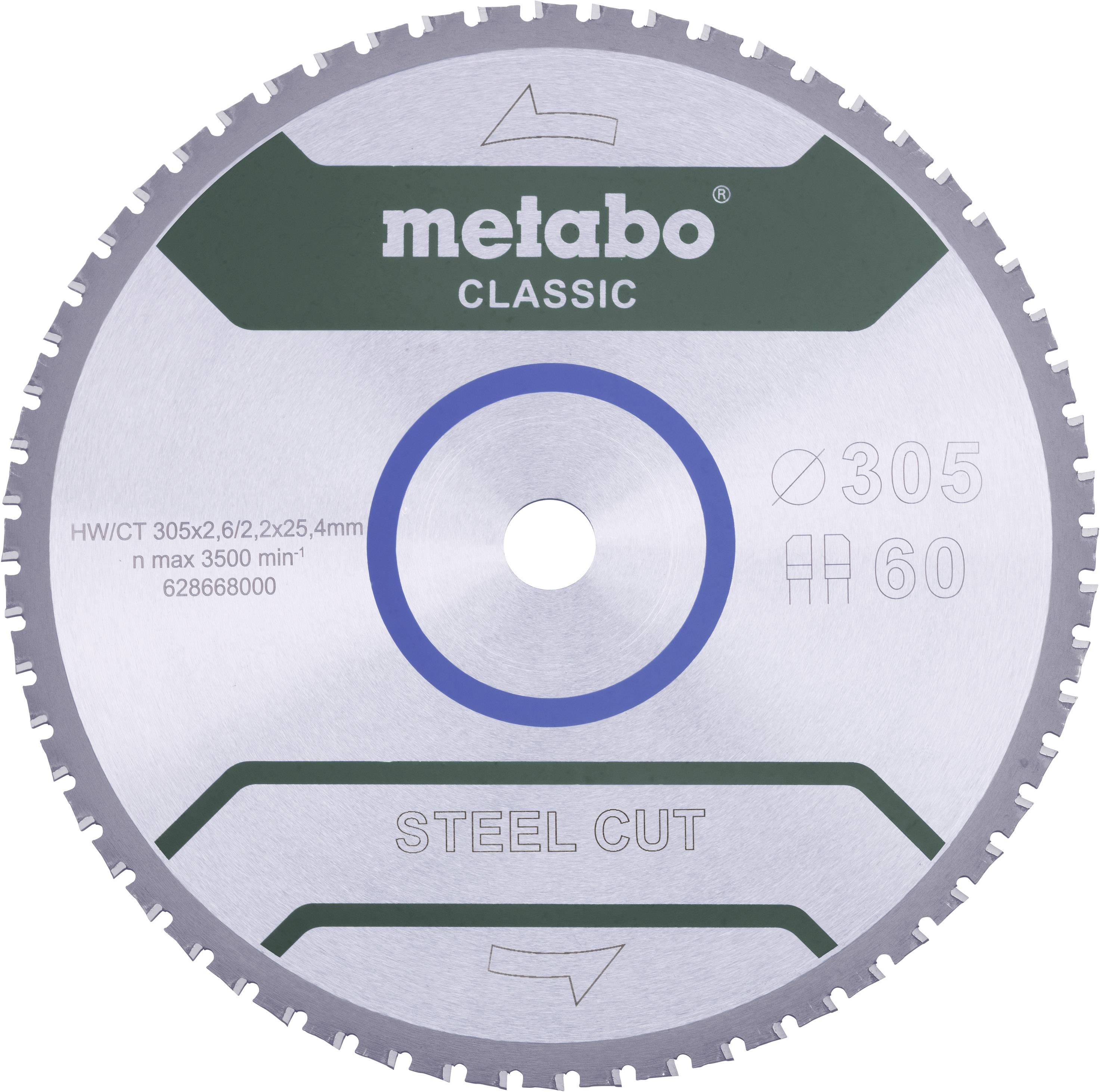 Metabo STEEL CUT CLASSIC 628668000 Kreissägeblatt 305 x 25.4 x 2.2 mm Zähneanzahl: 60 1 St.