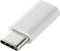 Ein USB-C-Adapter in Weiß, der zum Verbinden und Laden von Geräten verwendet wird.