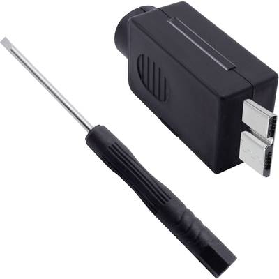 'Schwarzer USB-Doppelstecker mit abnehmbarem Schraubendreher.'