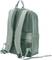 Grüner Rucksack mit gepolsterten Schultergurten und Netztaschen, von hinten gesehen. Ideal für Schulausflüge oder Reisen.