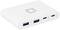 Externe USB-Hub in Weiß mit vier Anschlüssen, darunter zwei USB-3.0-Ports und zwei USB-C-Ports.