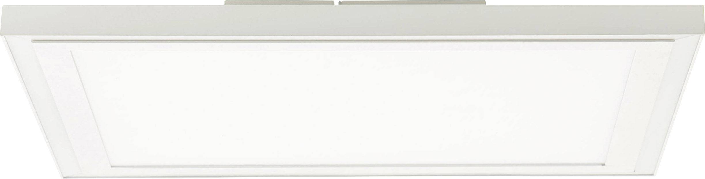 Rechteckige LED-Deckenleuchte in neutralem Design, geeignet für moderne Innenräume, sorgt für helle und gleichmäßige Beleuchtung.