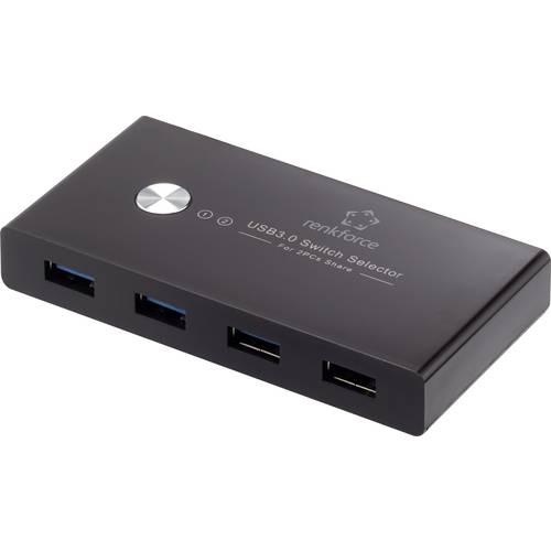 Thumbnail - Renkforce RF-SHB-200 4 Port USB 3.2 Gen 1-Umschalter + Hub (USB 3.0) Schwarz