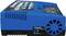Blaues Traxxas EZ Peak Live Dual Ladegerät für Akkus, mit zwei Ladeanschlüssen, LCD-Anzeige und Lüftungsschlitzen an der Seite.