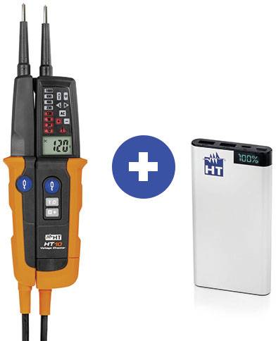 HT Instruments HT10 + Powerbank Zweipoliger Spannungsprüfer Akustik, Bargraph, LCD, LED-1