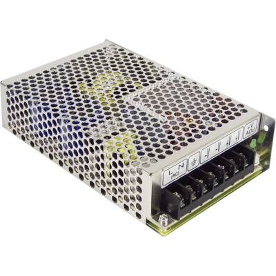 Metallisches Schaltnetzteil mit perforierten Lüftungsschlitzen und mehreren Anschlüssen auf der Vorderseite, geeignet für elektronische Geräte.