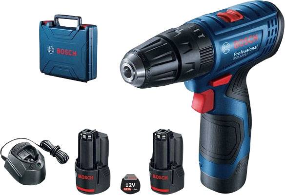 Bosch Professional GSR 120-LI GSR 120-LI Borrskruvdragare batteri 12 V 2.0 Ah Li-Ion inkl. 2x batterier, inkl. laddare, inkl. väska