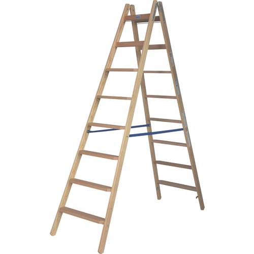 Thumbnail - Krause 818355 Holz Stufen-Doppelleiter klappbar, inkl. Eimerhaken Arbeitshöhe (max.): 3.5 m Kiefer EN 131 18 kg