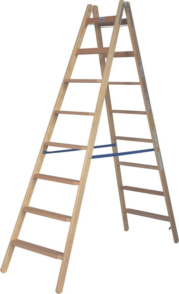 Krause  818355 Holz Stufen-Doppelleiter klappbar, inkl. Eimerhaken Arbeitshöhe (max.): 3.5 m Kiefer EN 131 18 kg