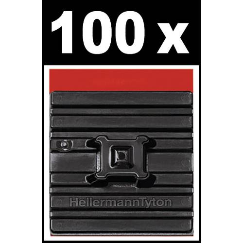 HellermannTyton FMB4APT-A-PA66HS-BK (100) Befestigungssockel selbstklebend 151-02219 flexibler Sockel, 4fach einfädeln S...