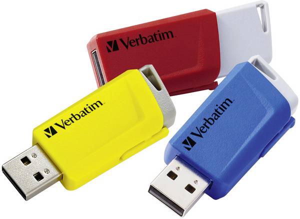 Verbatim V Store N CLICK USB-Stick  16 GB Gelb, Rot, Blau 49306 USB-A (USB 3.2 Gen 1)