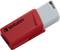 Roter USB-Stick der Marke Verbatim mit grauem Anschluss.