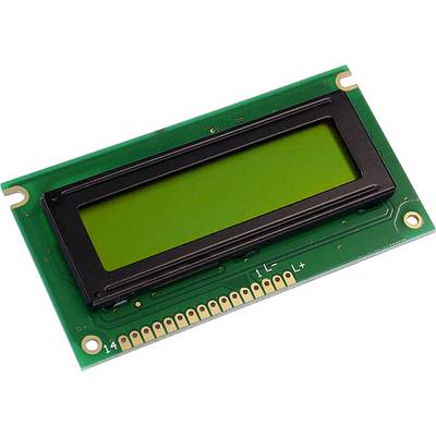 Grünes LCD-Display-Modul mit alphanumerischem Panel, eingebettet auf grünem elektronischem Leiterplattensubstrat.