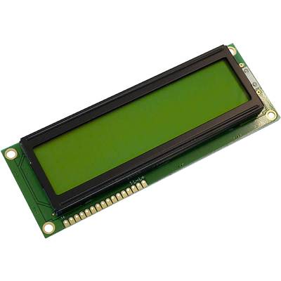 Grünes LCD-Display-Modul mit rechteckigem Bildschirm und Befestigungselementen an den Ecken.