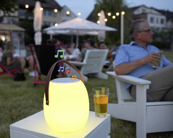 Megatron MT69083 Spika LED-Außentischleuchte mit Lautsprecher  10 W RGBW  Weiß