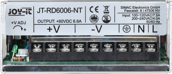 Joy-it Industrienetzteil, Festspannung 60 V/DC (max.) 6.6 A (max.) 400 W Anzahl Ausgänge 1 x