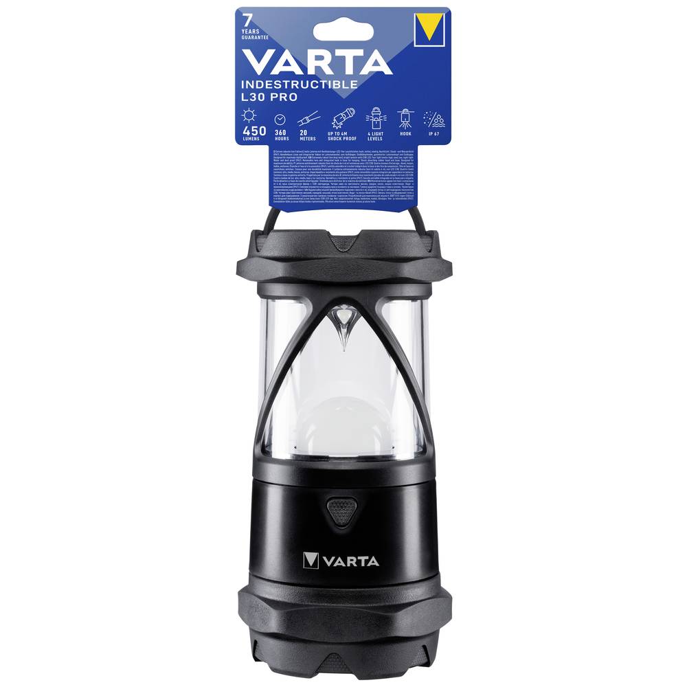 LED Campinglantaarn Varta Indestructible L30 Pro 450 lm werkt op batterijen 623 g Zwart 18761101111